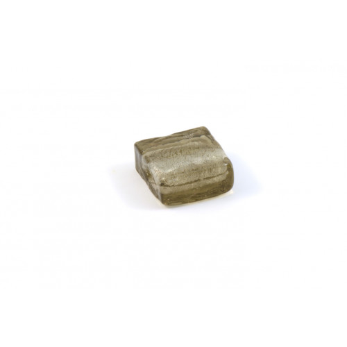 Flat square 12mm glass bead grey silver foil 
